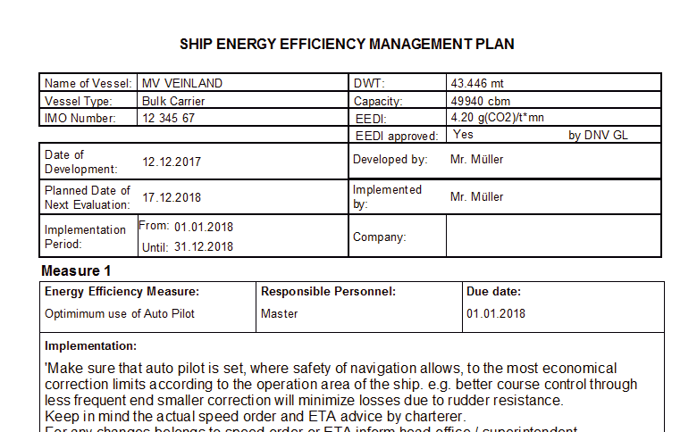 Ship Energy Efficiency Management Plan
